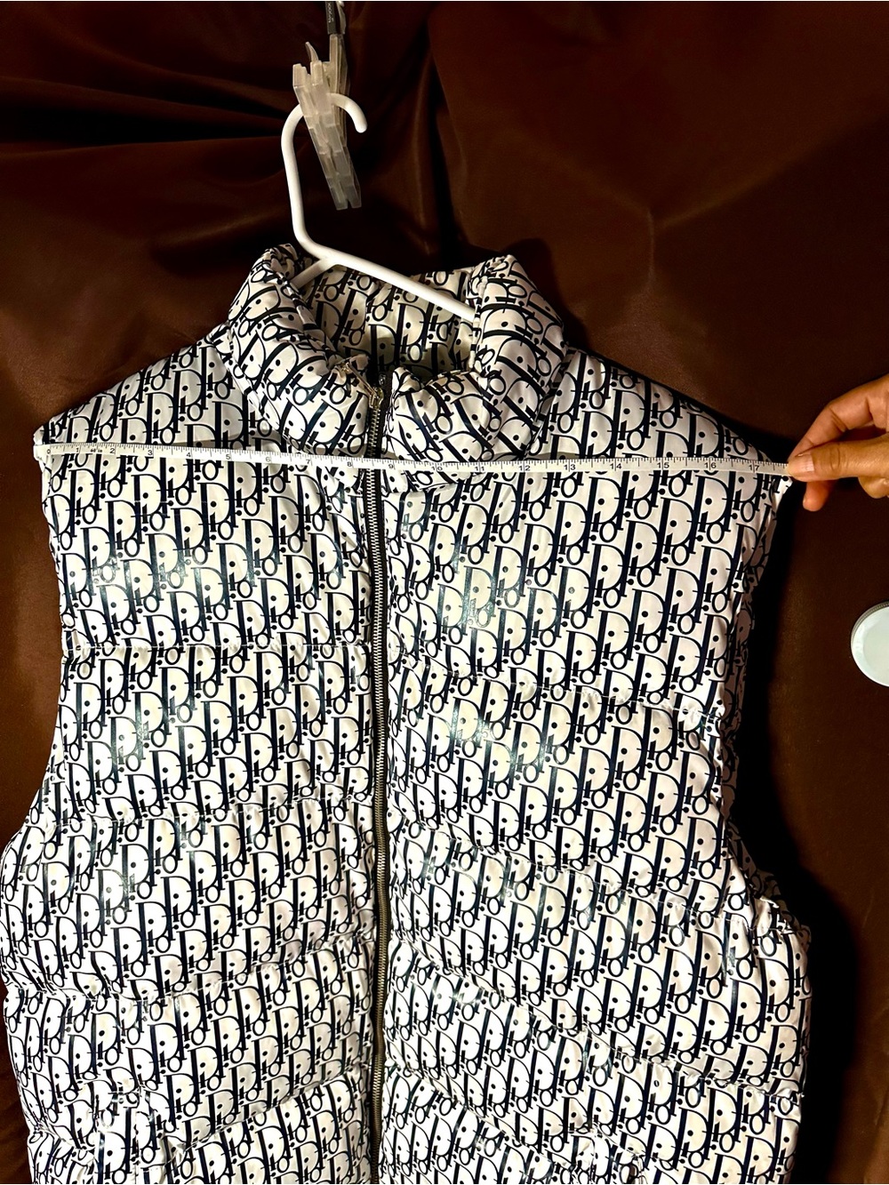 Designer Inspired Men’s White and Black Monogram Quilted Vest XXL NWOT - Picture 10 of 12